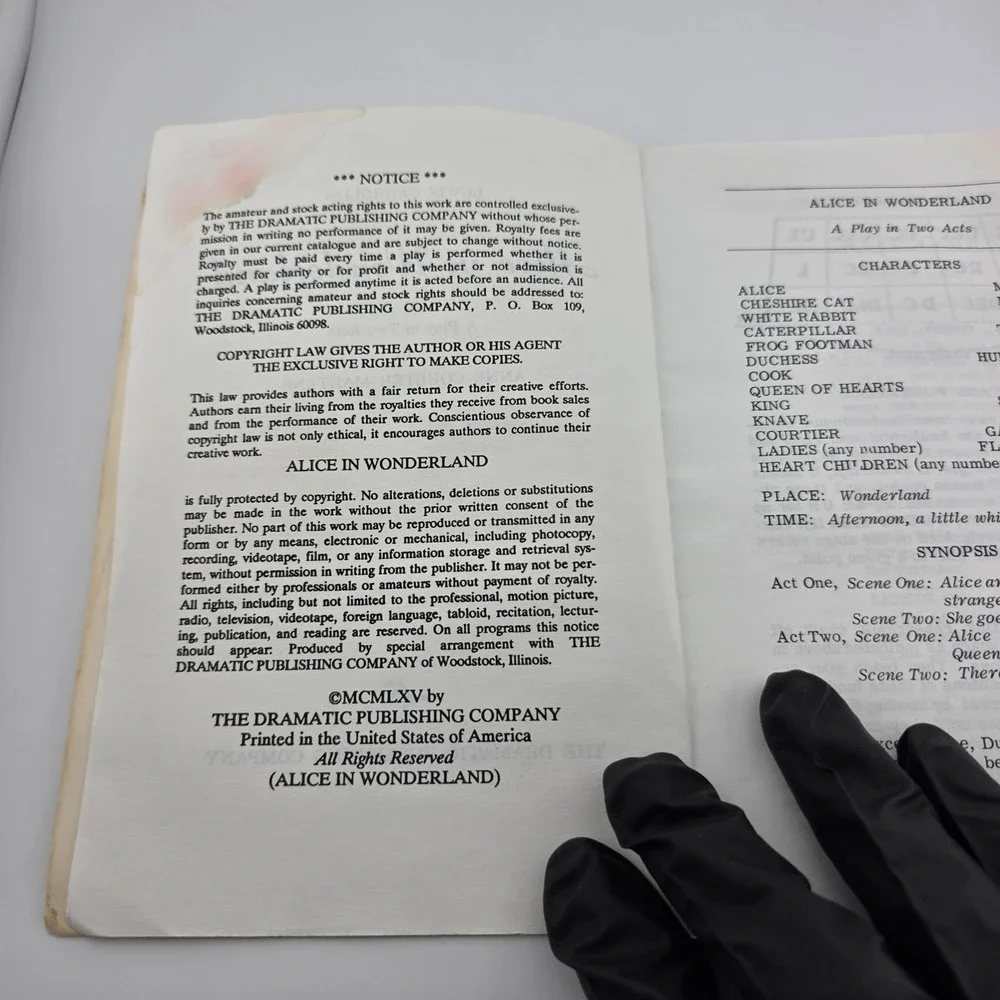 Alice in Wonderland Script Book Anne Coulter Martens‎ Paperback Pre-Owned AS IS